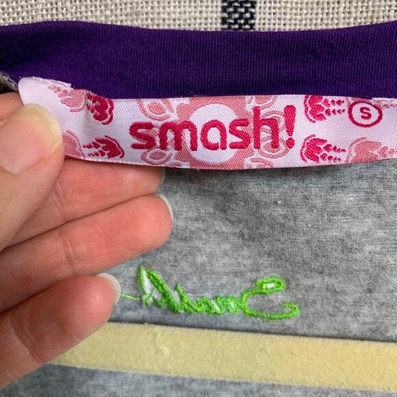 Women's Mini Tank Dress by Smash Size SM Gray With Purple Trim & Floral Design - Picture 7 of 11